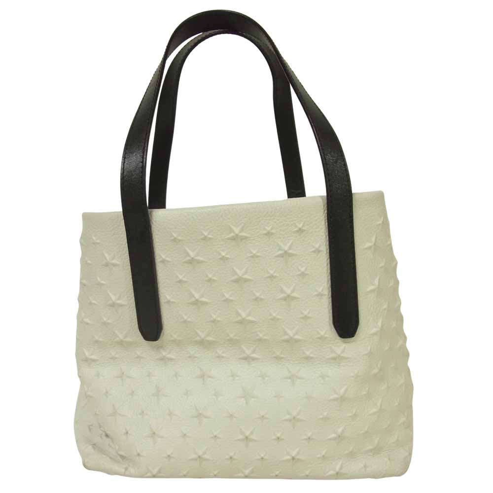 JIMMY CHOO ジミーチュウ スター エンボス グレイニー レザー トート バッグ オフホワイト系【中古】