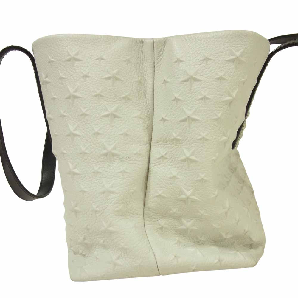 JIMMY CHOO ジミーチュウ スター エンボス グレイニー レザー トート バッグ オフホワイト系【中古】
