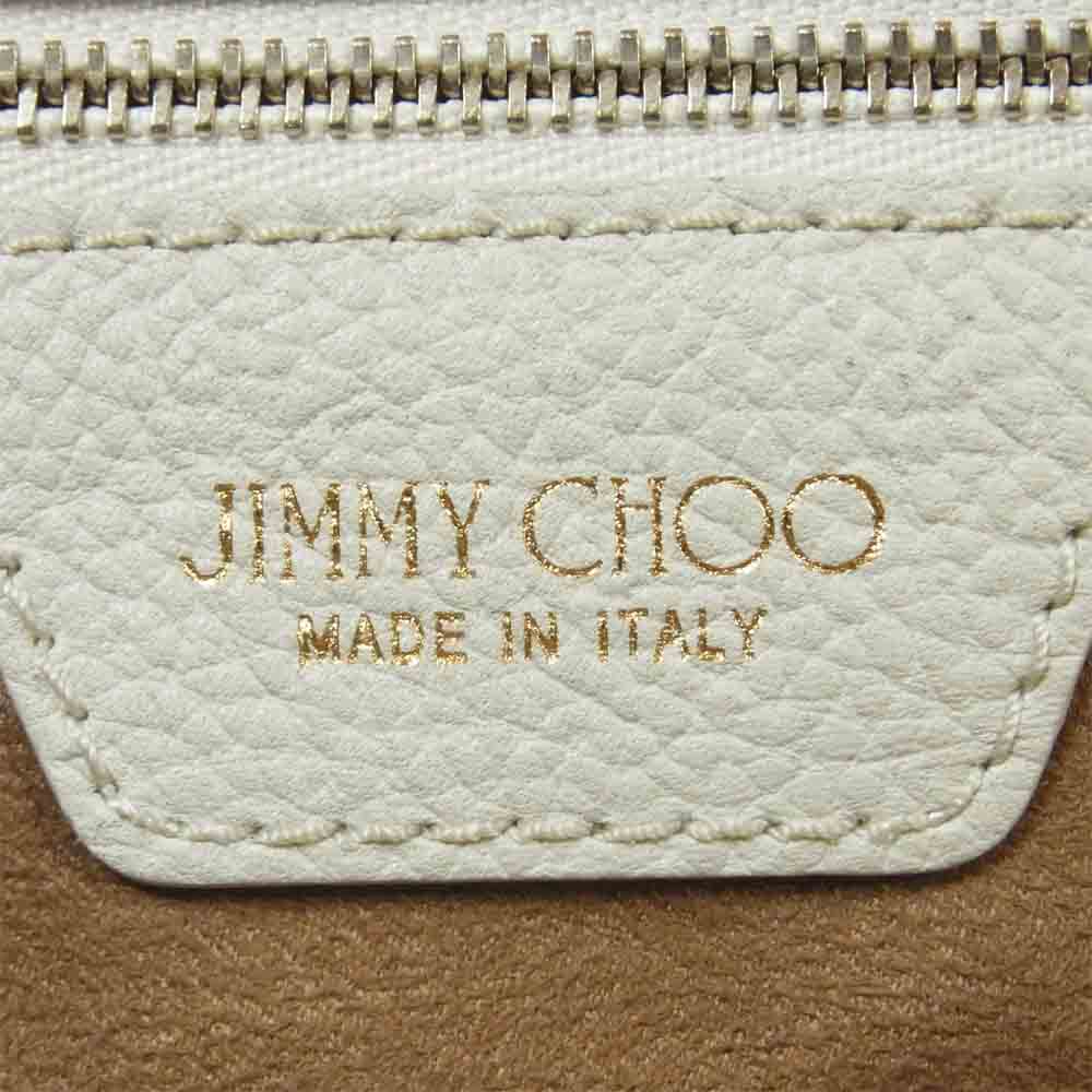 JIMMY CHOO ジミーチュウ スター エンボス グレイニー レザー トート バッグ オフホワイト系【中古】