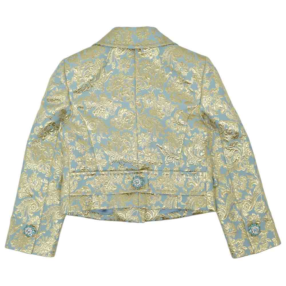 DOLCE&GABBANA ドルチェアンドガッバーナ 国内正規品 ラメ ジャガード ジャケット 水色系×ゴールド系 36【中古】