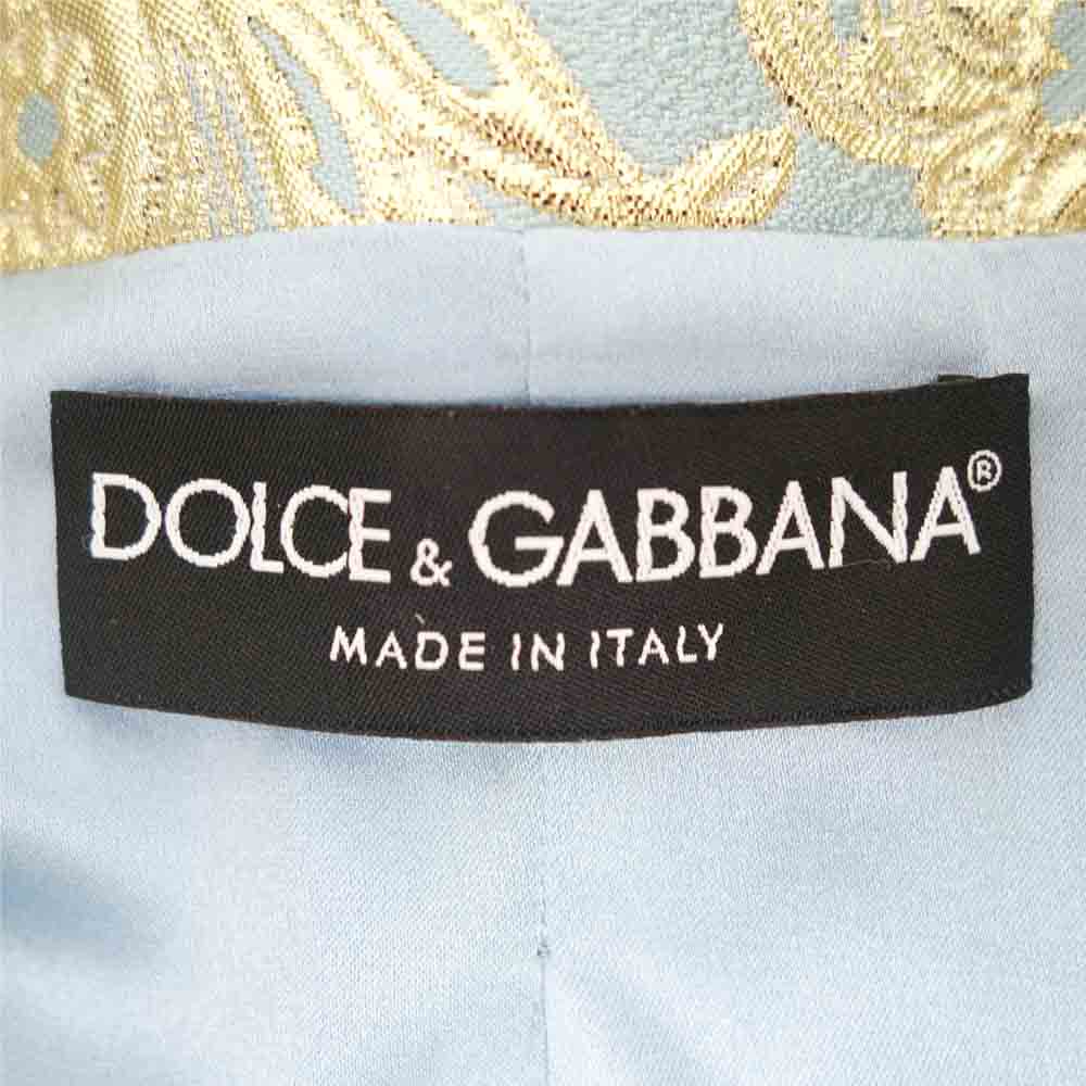 DOLCE&GABBANA ドルチェアンドガッバーナ 国内正規品 ラメ ジャガード ジャケット 水色系×ゴールド系 36【中古】