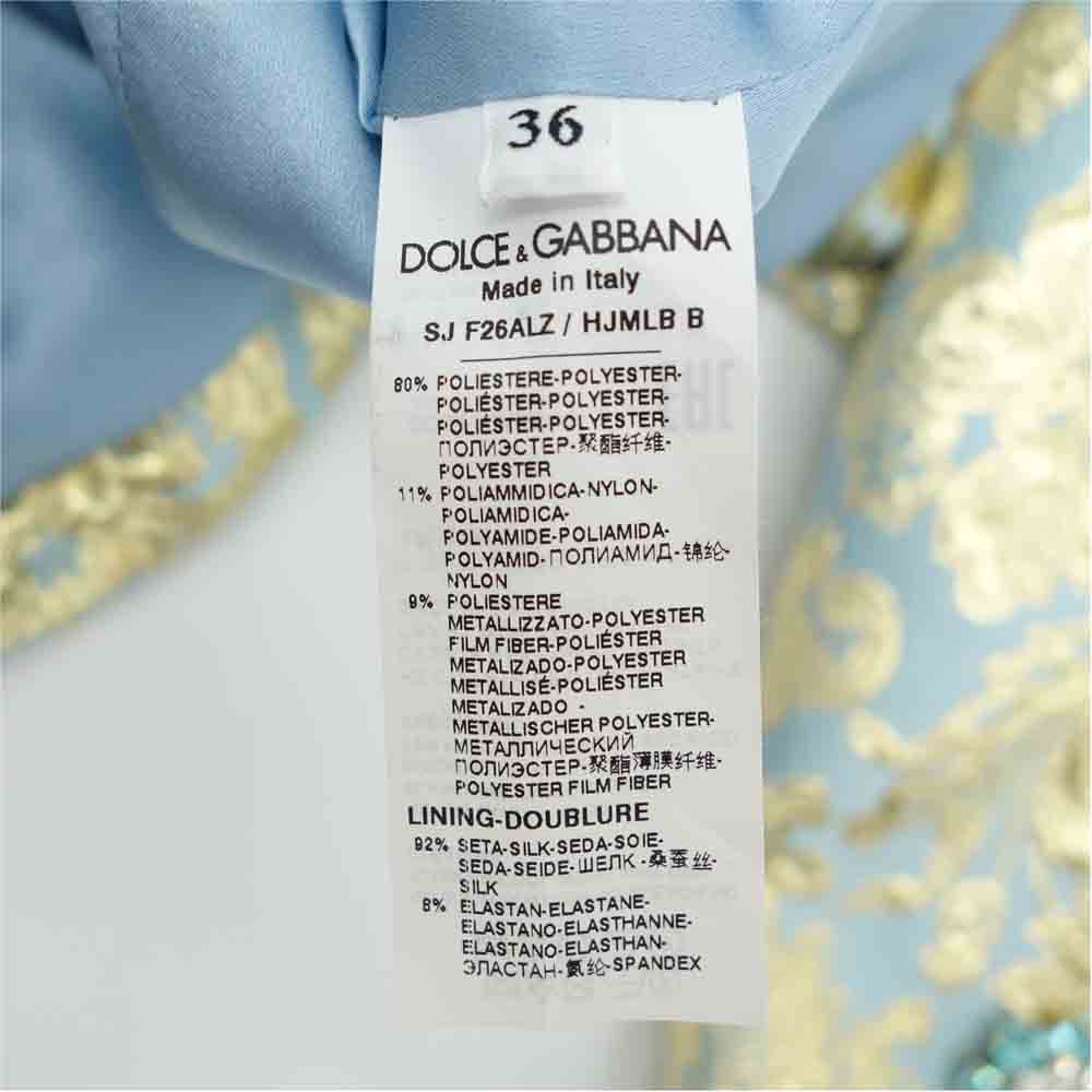 DOLCE&GABBANA ドルチェアンドガッバーナ 国内正規品 ラメ ジャガード ジャケット 水色系×ゴールド系 36【中古】