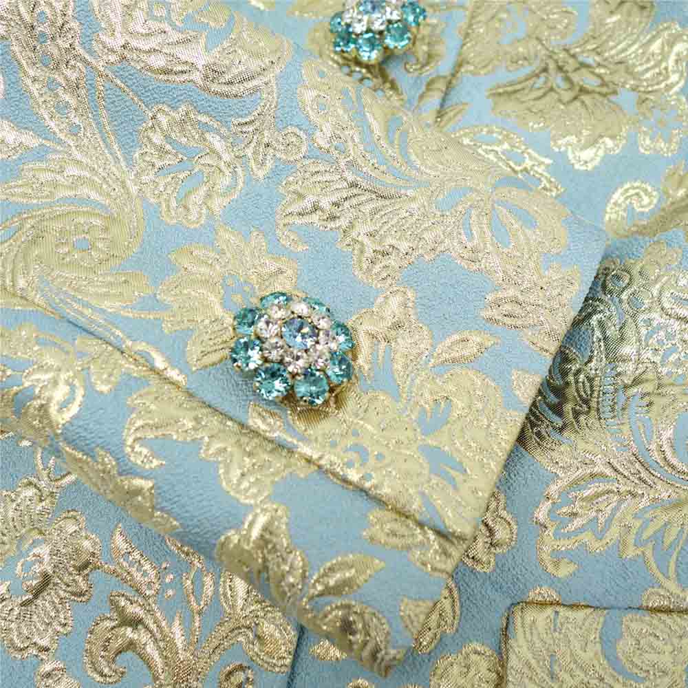 DOLCE&GABBANA ドルチェアンドガッバーナ 国内正規品 ラメ ジャガード ジャケット 水色系×ゴールド系 36【中古】