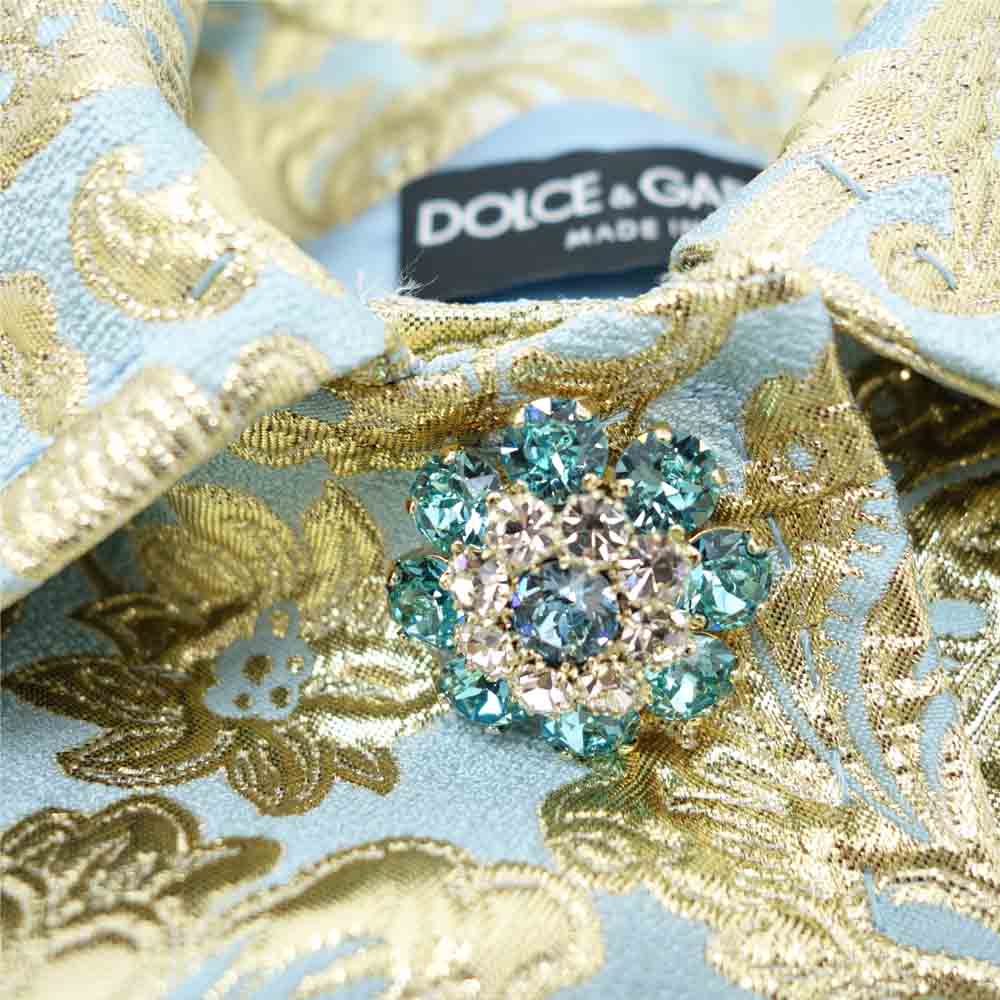 DOLCE&GABBANA ドルチェアンドガッバーナ 国内正規品 ラメ ジャガード ジャケット 水色系×ゴールド系 36【中古】