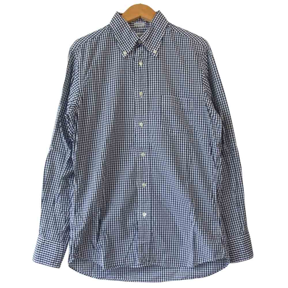 INDIVIDUALIZED SHIRTS インディビジュアライズドシャツ STANDARD FIT ギンガムチェック BD ボタンダウン シャツ ネイビー系×ホワイト系 15／32【中古】