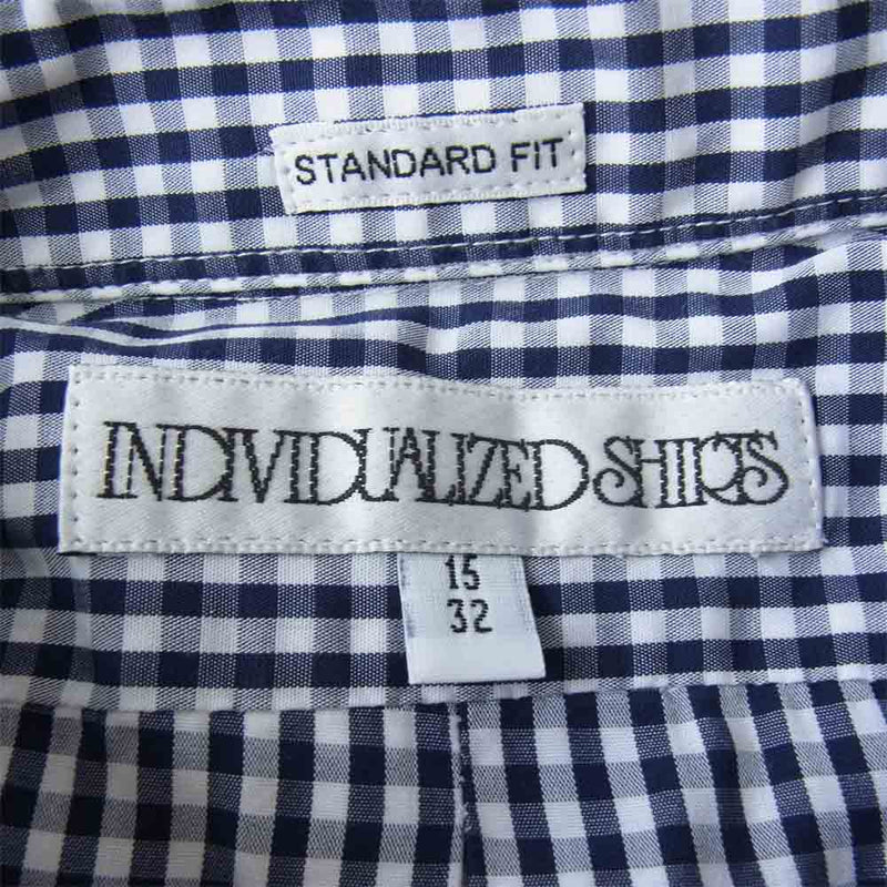 INDIVIDUALIZED SHIRTS インディビジュアライズドシャツ STANDARD FIT ギンガムチェック BD ボタンダウン シャツ ネイビー系×ホワイト系 15／32【中古】