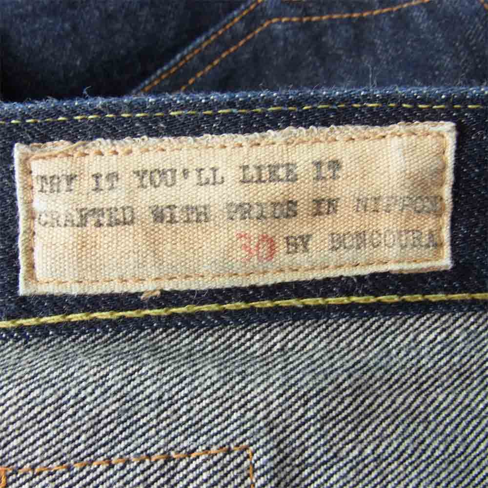 BONCOURA ボンクラ Indigo Selvedge CINCH BACK Denim Pants インディゴ セルビッジ シンチバック デニム インディゴブルー系 30【中古】