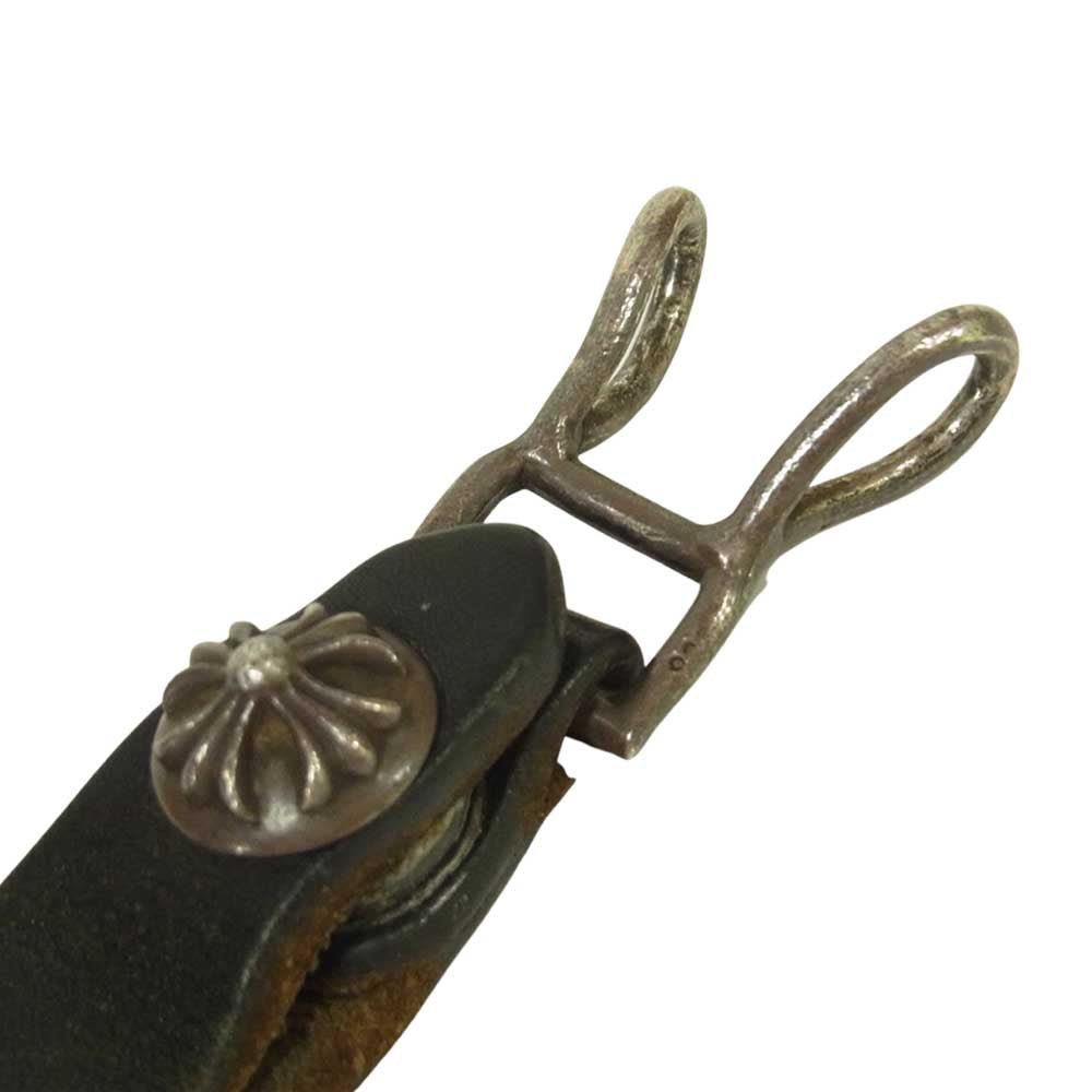 CHROME HEARTS クロムハーツ（原本無） BELT LOOP Wベルトループ クロスボタン ブラックレザー キーホルダー ブラック系【中古】