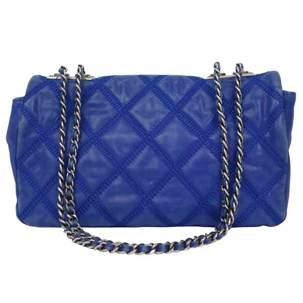 CHANEL シャネル フラップ チェーン ショルダー バッグ ブルー系【中古】