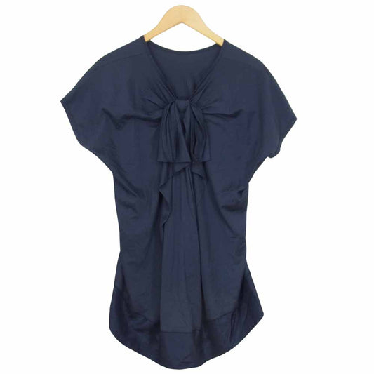 Drawer ドゥロワー シルク リボン ブラウス ネイビー系 1【中古】