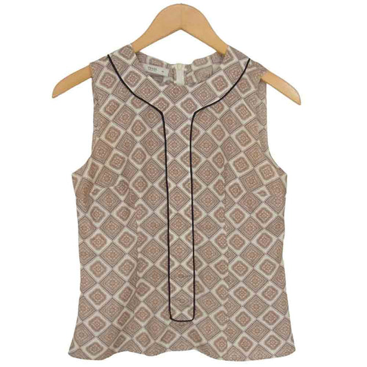 PRADA プラダ 国内正規品 シルク ノースリーブ トップス ブラウン系 40【中古】