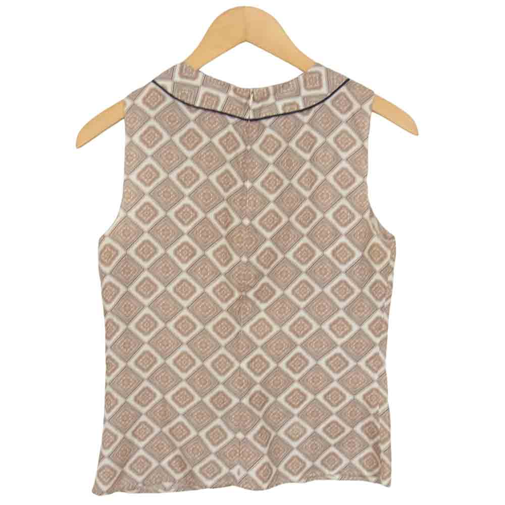 PRADA プラダ 国内正規品 シルク ノースリーブ トップス ブラウン系 40【中古】