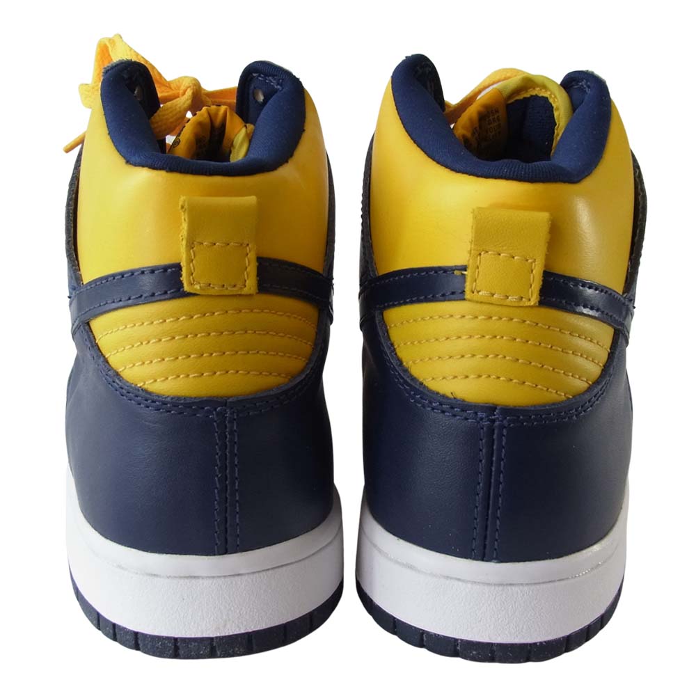 NIKE ナイキ 630335-471 99年復刻 DUNK HIGH LE Michigan ダンク ハイ ミシガン スニーカー MIDNIGHT NAVY VARSITY MAIZE ネイビー系×イエロー系 27【極上美品】【中古】