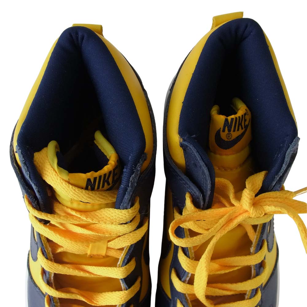 NIKE ナイキ 630335-471 99年復刻 DUNK HIGH LE Michigan ダンク ハイ ミシガン スニーカー MIDNIGHT NAVY VARSITY MAIZE ネイビー系×イエロー系 27【極上美品】【中古】