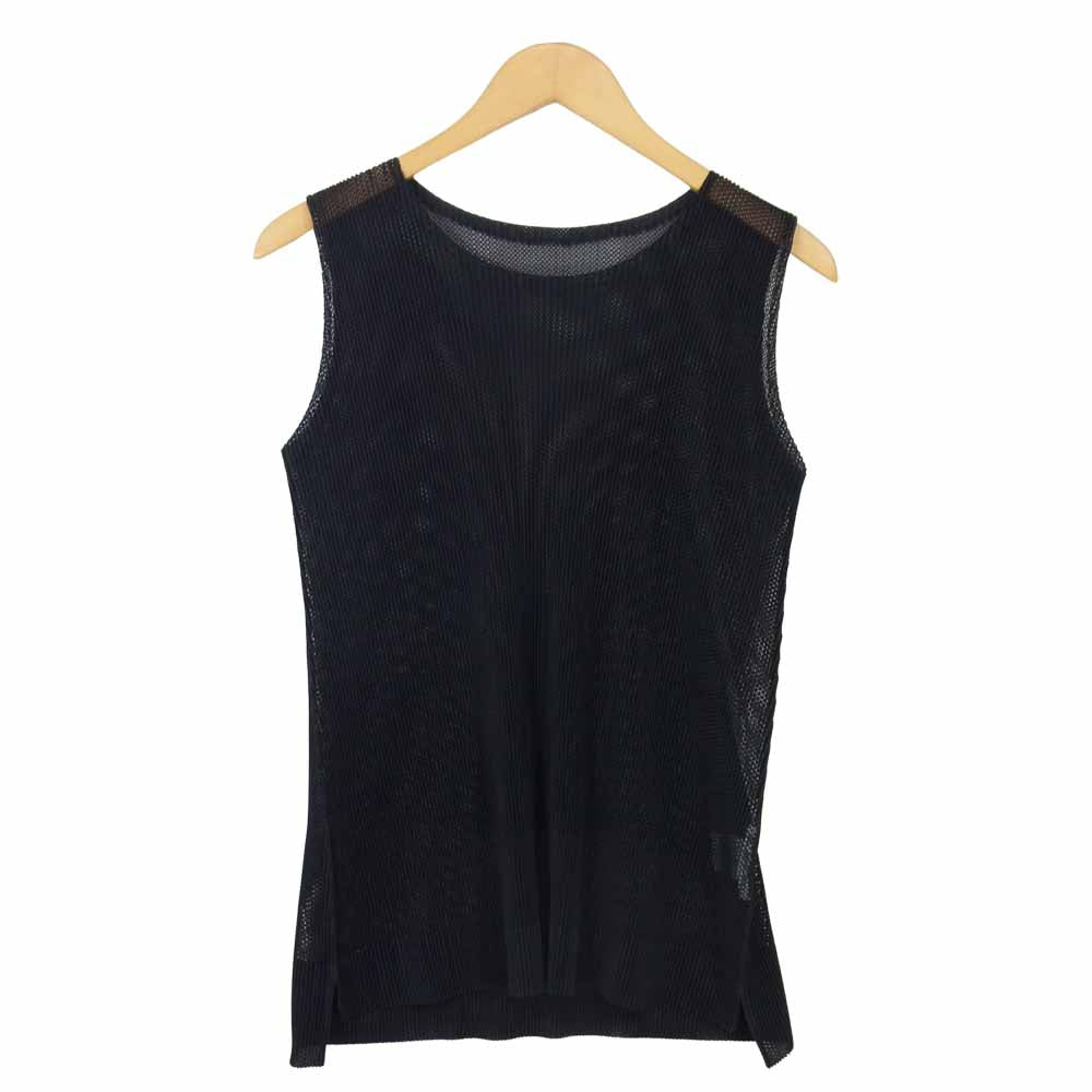 プリーツプリーズ ISSEY MIYAKE イッセイミヤケ PP73-FK252 メッシュ ノースリーブ カットソー ブラック系 3【中古】