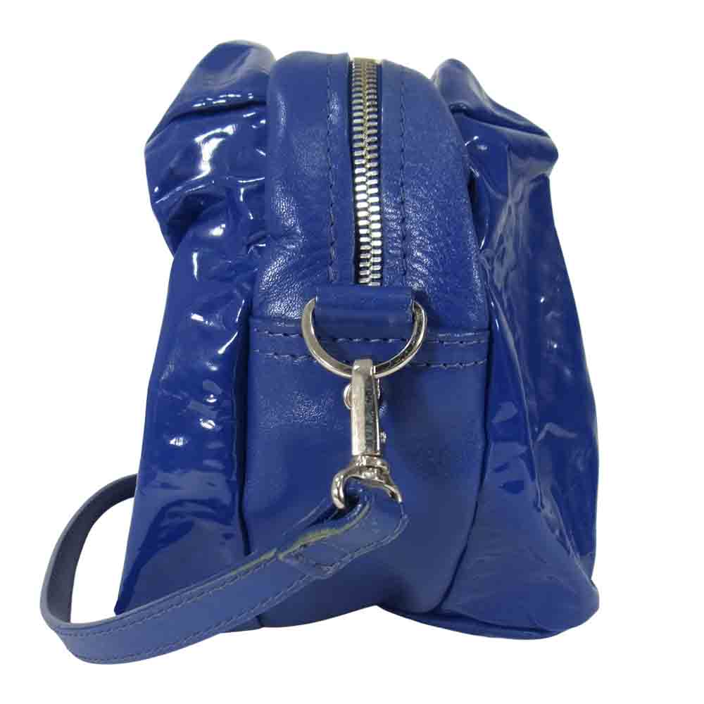 プリーツプリーズ ISSEY MIYAKE イッセイミヤケ PP42-AG403 PVC × レザー ショルダー バッグ ブルー系【中古】