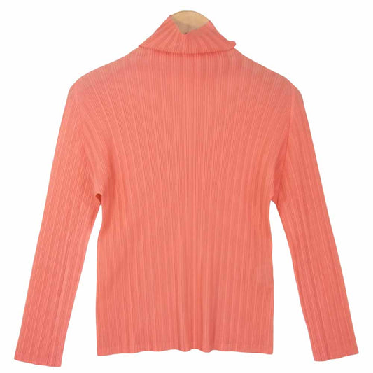 プリーツプリーズ ISSEY MIYAKE イッセイミヤケ PP93-FK942 ハイネック 長袖 カットソー ピンク系 3【美品】【中古】