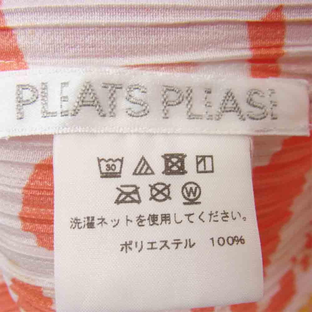 プリーツプリーズ ISSEY MIYAKE イッセイミヤケ PP81-JE722 前開き 総柄 ノースリーブ ワンピース オレンジ系 3【美品】【中古】