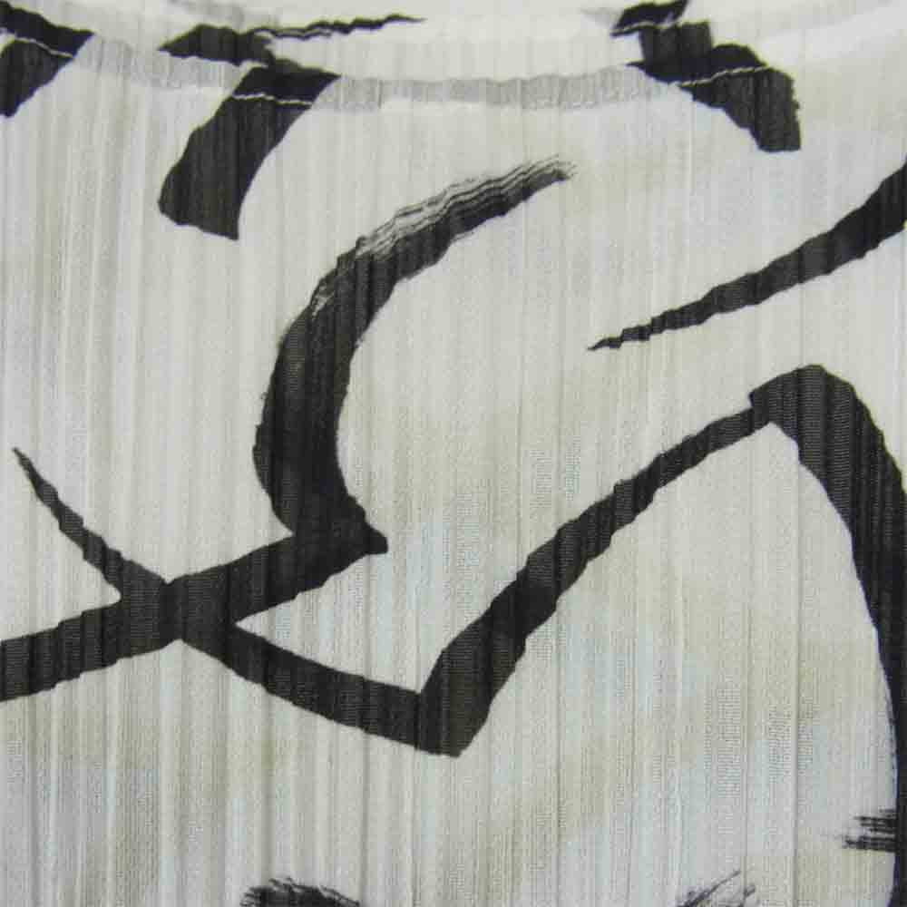 プリーツプリーズ ISSEY MIYAKE イッセイミヤケ PP91-JH758 サイドスリット 総柄 半袖 ワンピース ホワイト系 3【美品】【中古】