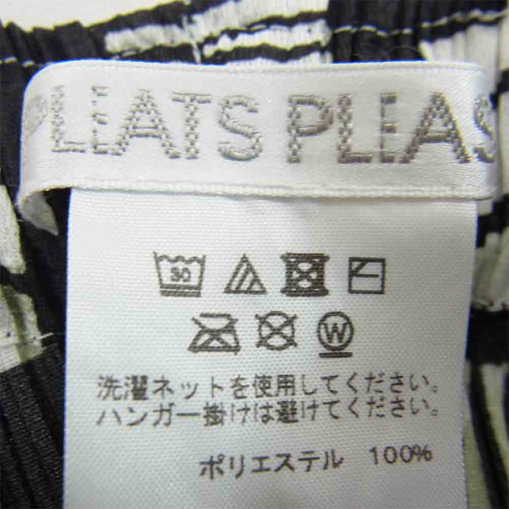 プリーツプリーズ ISSEY MIYAKE イッセイミヤケ PP73-JF703 総柄 ワイド パンツ ブラック系 3【美品】【中古】