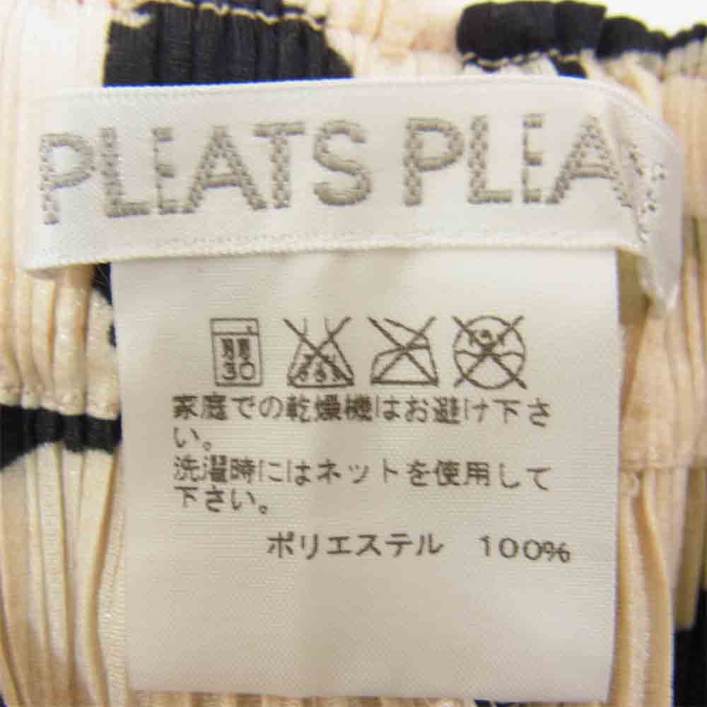 プリーツプリーズ ISSEY MIYAKE イッセイミヤケ PP53-JF633 総柄 サルエル パンツ ベージュ系 3【美品】【中古】