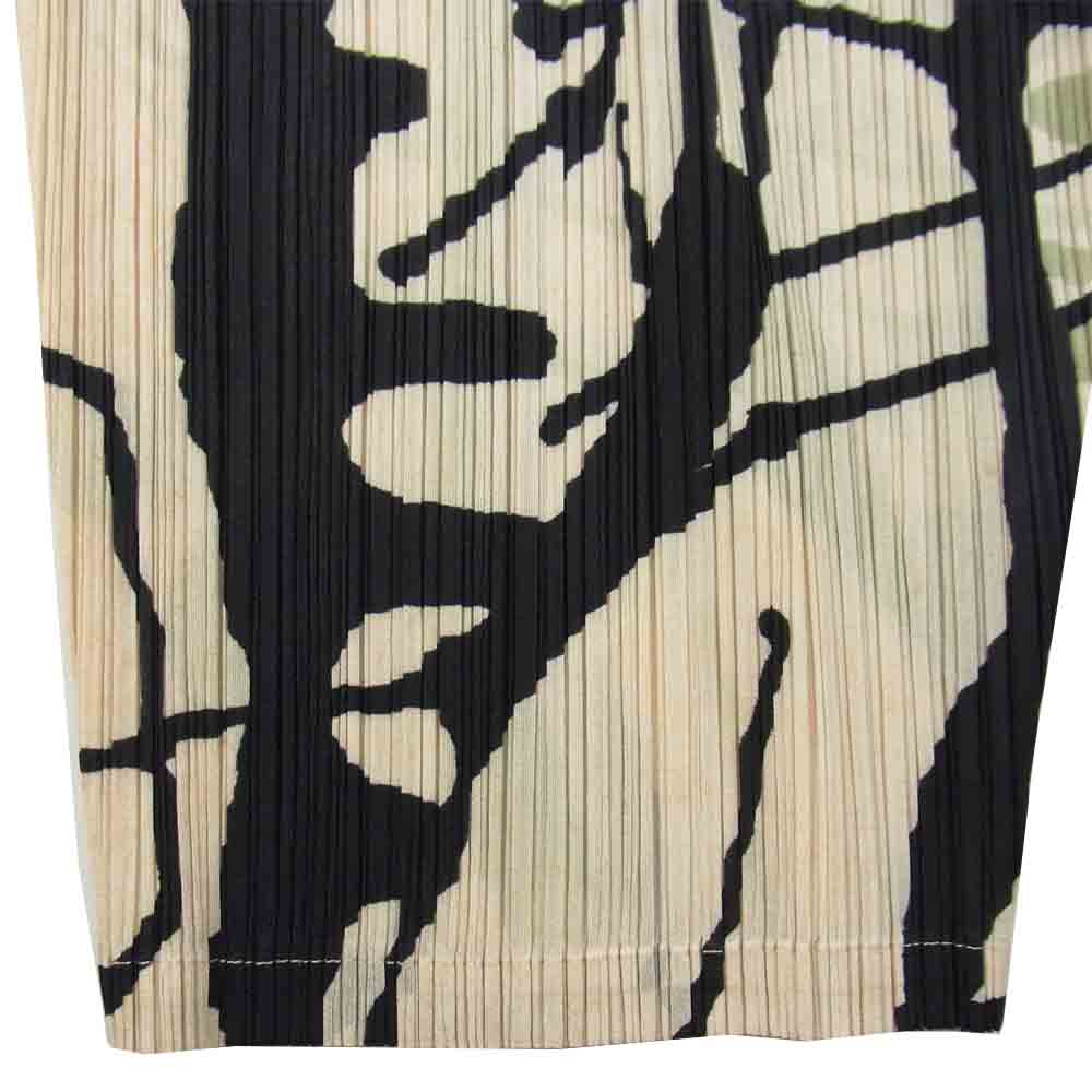 プリーツプリーズ ISSEY MIYAKE イッセイミヤケ PP53-JF633 総柄 サルエル パンツ ベージュ系 3【美品】【中古】