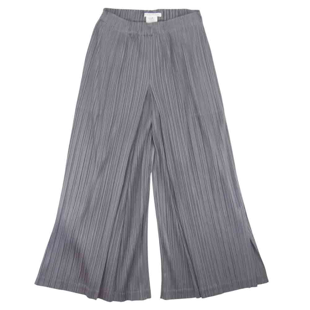 プリーツプリーズ ISSEY MIYAKE イッセイミヤケ PP81-JF205 袴 ハカマ ワイド パンツ グレー系 3【美品】【中古】