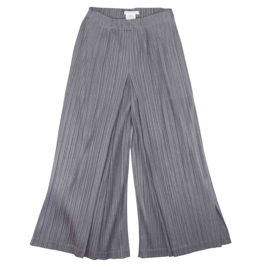 プリーツプリーズ ISSEY MIYAKE イッセイミヤケ PP81-JF205 袴 ハカマ ワイド パンツ グレー系 3【美品】【中古】