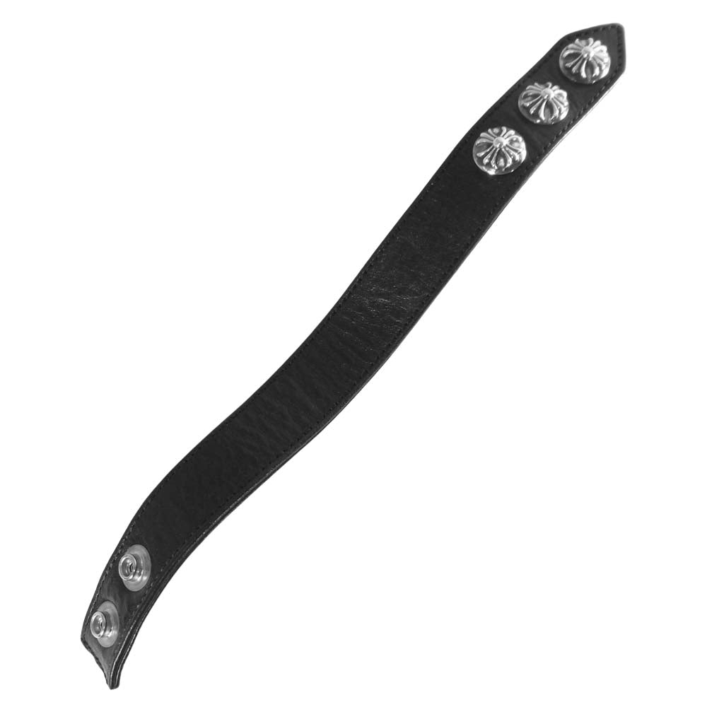 CHROME HEARTS クロムハーツ（原本無） 3ボタン 2スナップ レザー ブレスレット ブラック系【中古】