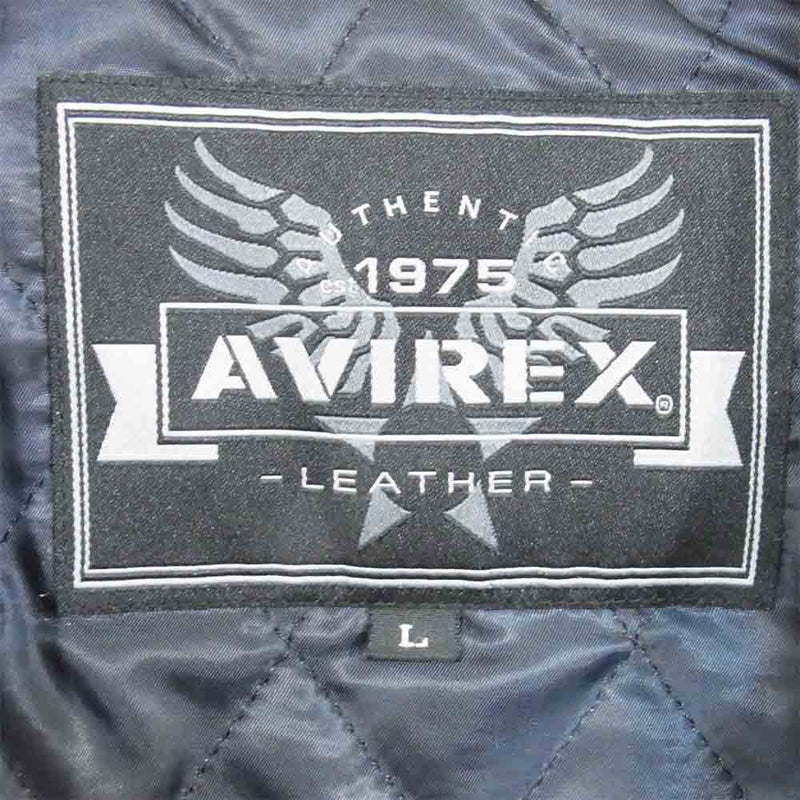 AVIREX アヴィレックス ?6161086 NEW YORK  LEATHER JACKET ニューヨーク ラムレザー ネイビー系 L【中古】