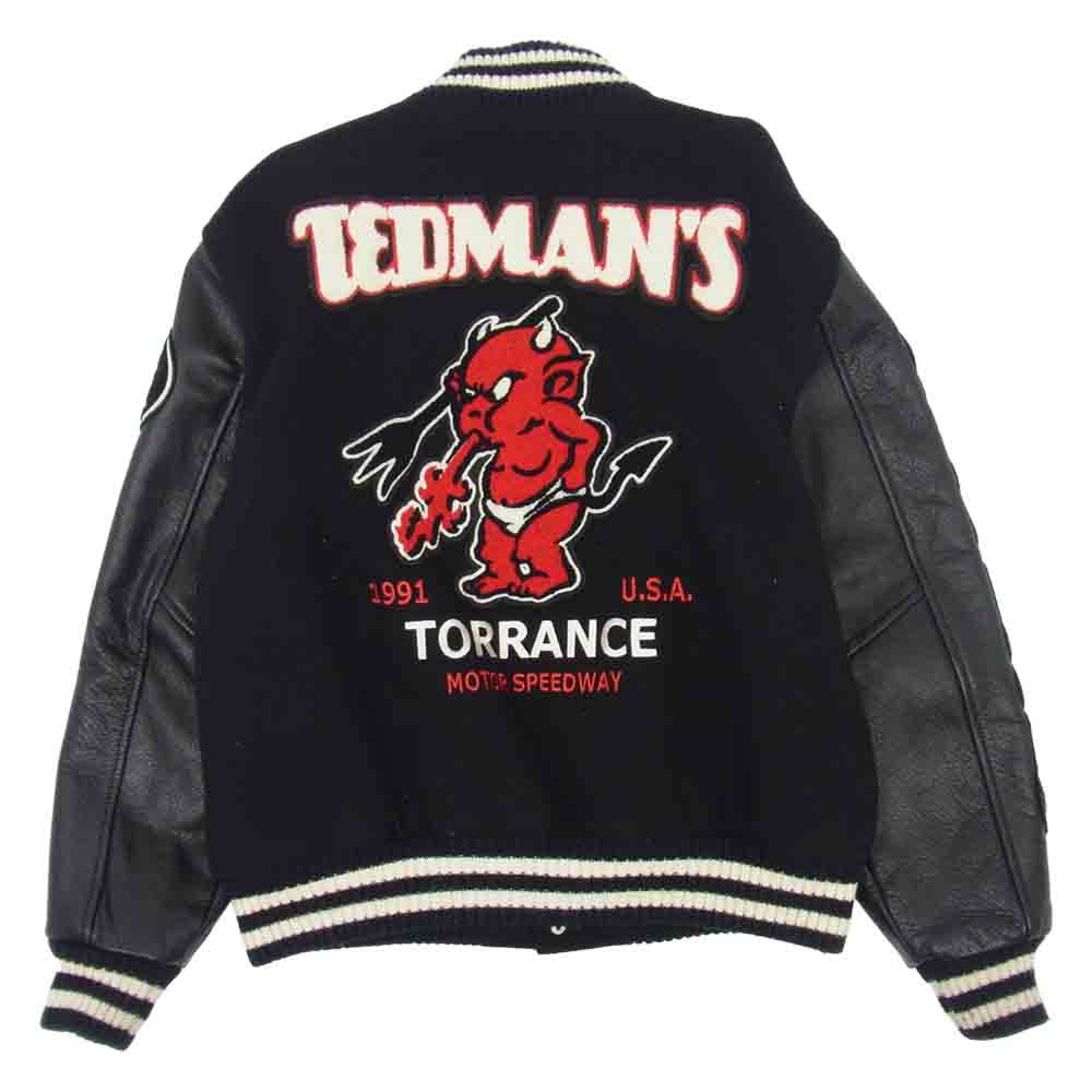 テッドマン TDJ-11000 TORRANCE MOTOR SPEEDWAY シリアル入り 袖革 スタジアムジャンバー スタジャン ブラック系 42【中古】