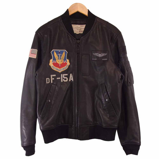 AVIREX アヴィレックス 6151098 40th ANNIV LEATHER MA-1 STREAK EAGLE レザー フライト ブラック系 M【中古】