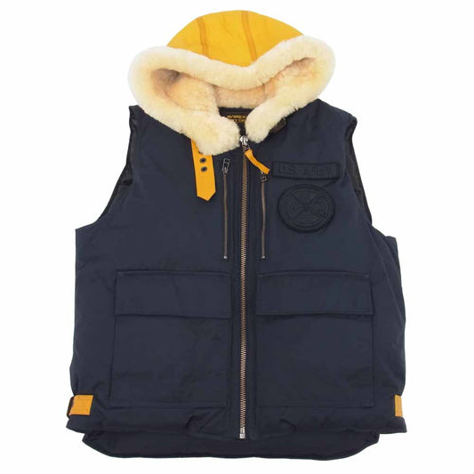 AVIREX アヴィレックス 6192177 IMPACT HOODIE DOWN VEST インパクトフーディー ダウンベスト ブラック系 XL【美品】【中古】