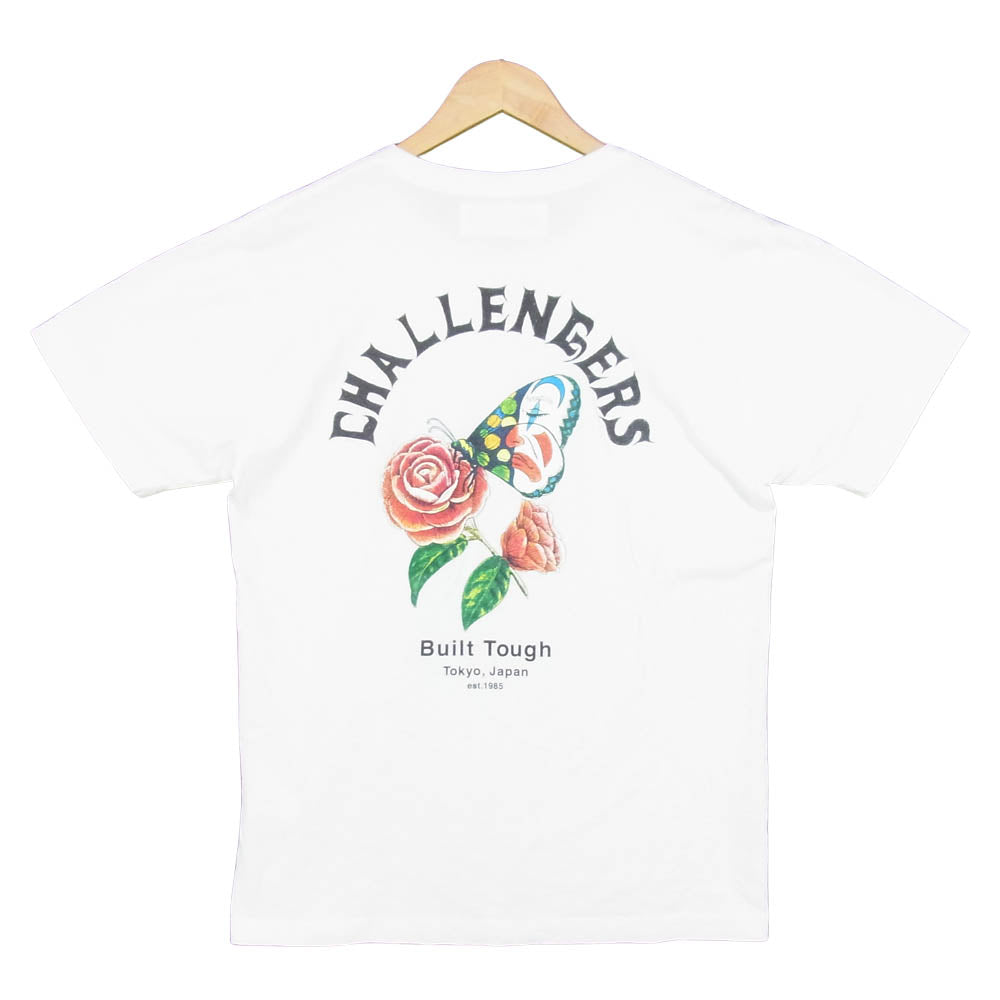 CHALLENGER チャレンジャー BUILT TOUGH T プリント 半袖 Tシャツ 日本製 コットン ホワイト系 M【中古】