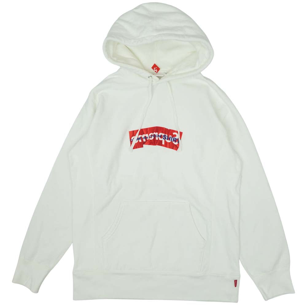 Supreme シュプリーム ×COMME des GARCONS SHIRTコムデギャルソン シャツ 17SS Box Logo Hooded Sweatshirt ボックス ロゴ プルオーバー パーカー ホワイト系 L【中古】