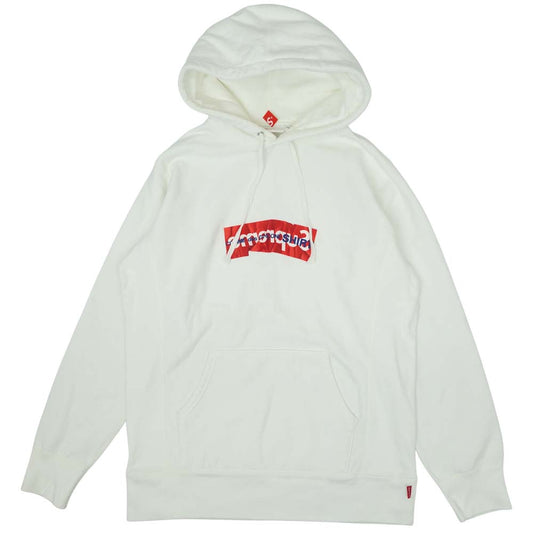 Supreme シュプリーム ×COMME des GARCONS SHIRTコムデギャルソン シャツ 17SS Box Logo Hooded Sweatshirt ボックス ロゴ プルオーバー パーカー ホワイト系 L【中古】