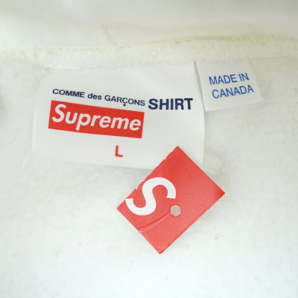 Supreme シュプリーム ×COMME des GARCONS SHIRTコムデギャルソン シャツ 17SS Box Logo Hooded Sweatshirt ボックス ロゴ プルオーバー パーカー ホワイト系 L【中古】