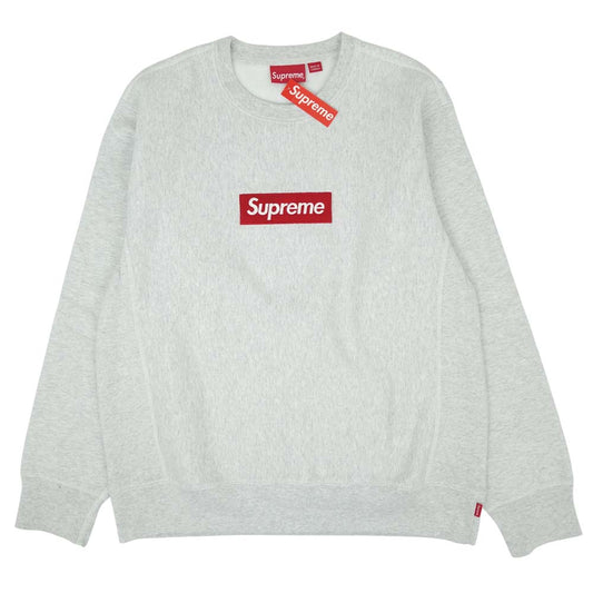Supreme シュプリーム 18AW Box Logo Crewneck Sweatshirt ボックス ロゴ クルーネック スウェット シャツ アッシュグレー グレー系 L【美品】【中古】