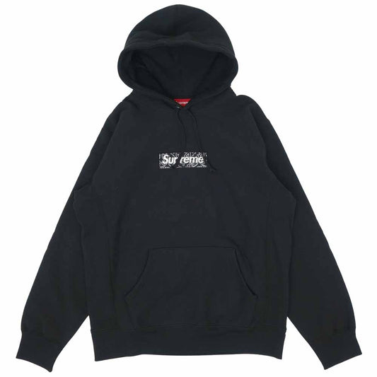 Supreme シュプリーム 19AW Bandana Box Logo Hooded Sweatshirt バンダナ ボックス ロゴ フーデッド スウェット シャツ ブラック ブラック系 L【美品】【中古】