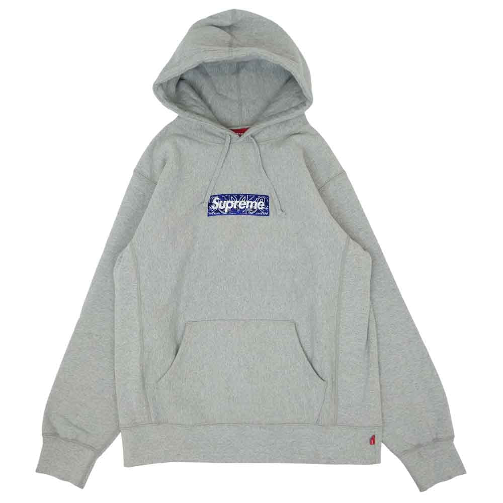 Supreme シュプリーム 19AW Bandana Box Logo Hooded Sweatshirt バンダナ ボックス ロゴ フーデッド スウェット シャツ グレー グレー系 L【中古】
