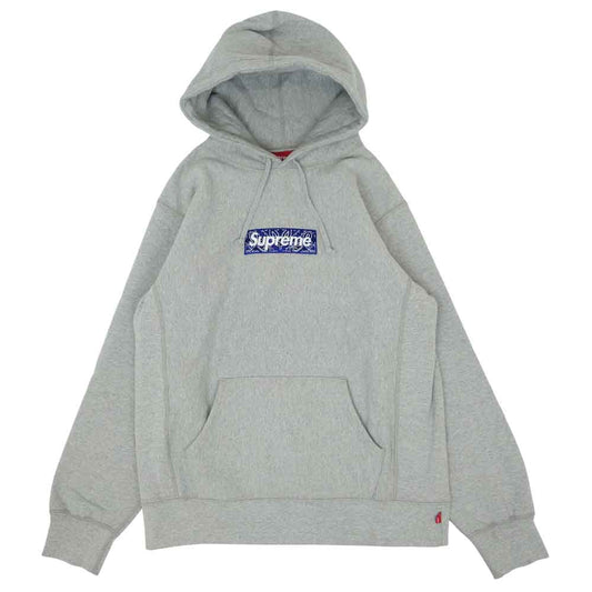 Supreme シュプリーム 19AW Bandana Box Logo Hooded Sweatshirt バンダナ ボックス ロゴ フーデッド スウェット シャツ グレー グレー系 L【中古】