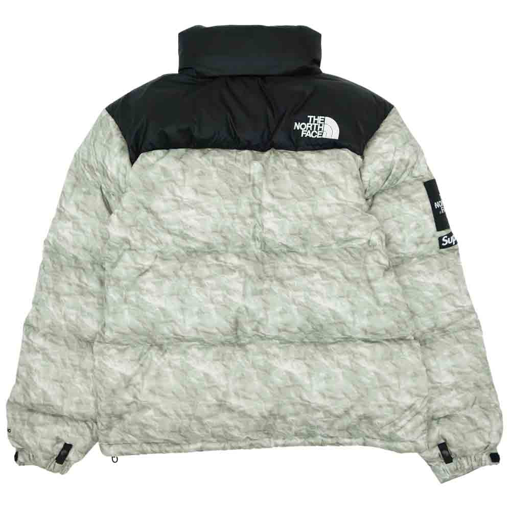 Supreme シュプリーム × THE NORTH FACE ノースフェイス 国内正規 19AW Paper Print Nuptse Jacket ペーパー プリント 紙 ヌプシ ダウン ジャケット ホワイトペーパープリント M【美品】【中古】