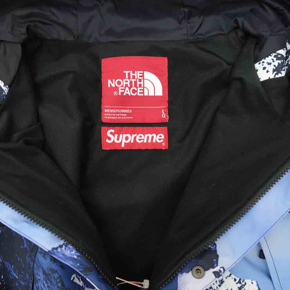 Supreme シュプリーム ×THE NORTH FACE ノースフェイス 17AW Mountain Parka 雪山 マウンテン パーカー ジャケット ブルー系 柄 L【中古】