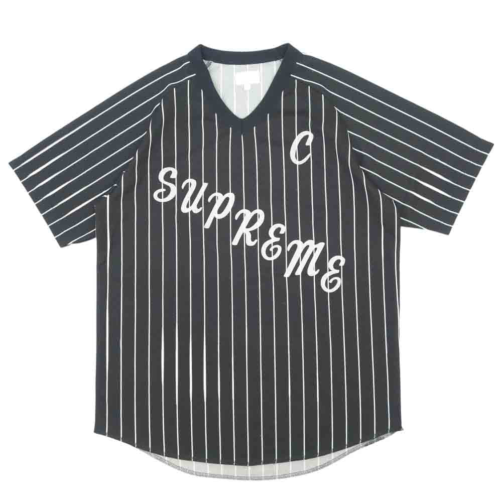 Supreme シュプリーム 17SS A.D Baseball Jersey ストライプ ベースボール ジャージ Vネック Tシャツ ダークネイビー系 M【中古】