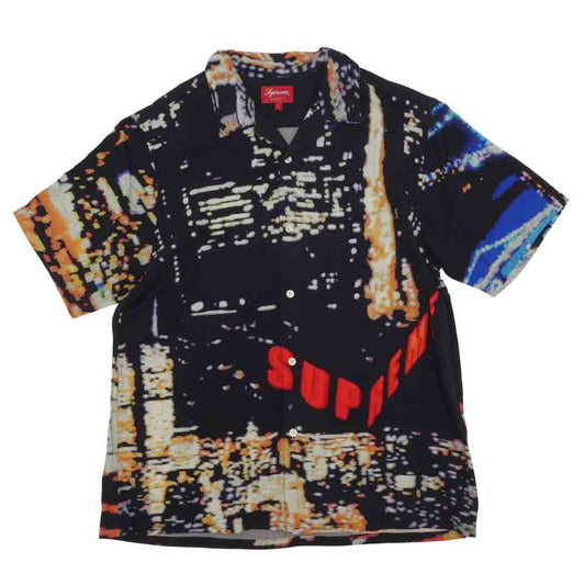 Supreme シュプリーム 20SS City Lights Rayon S/S Shirt 総柄 レーヨン 半袖 開襟 シャツ ブラック系 マルチカラー系 L【中古】