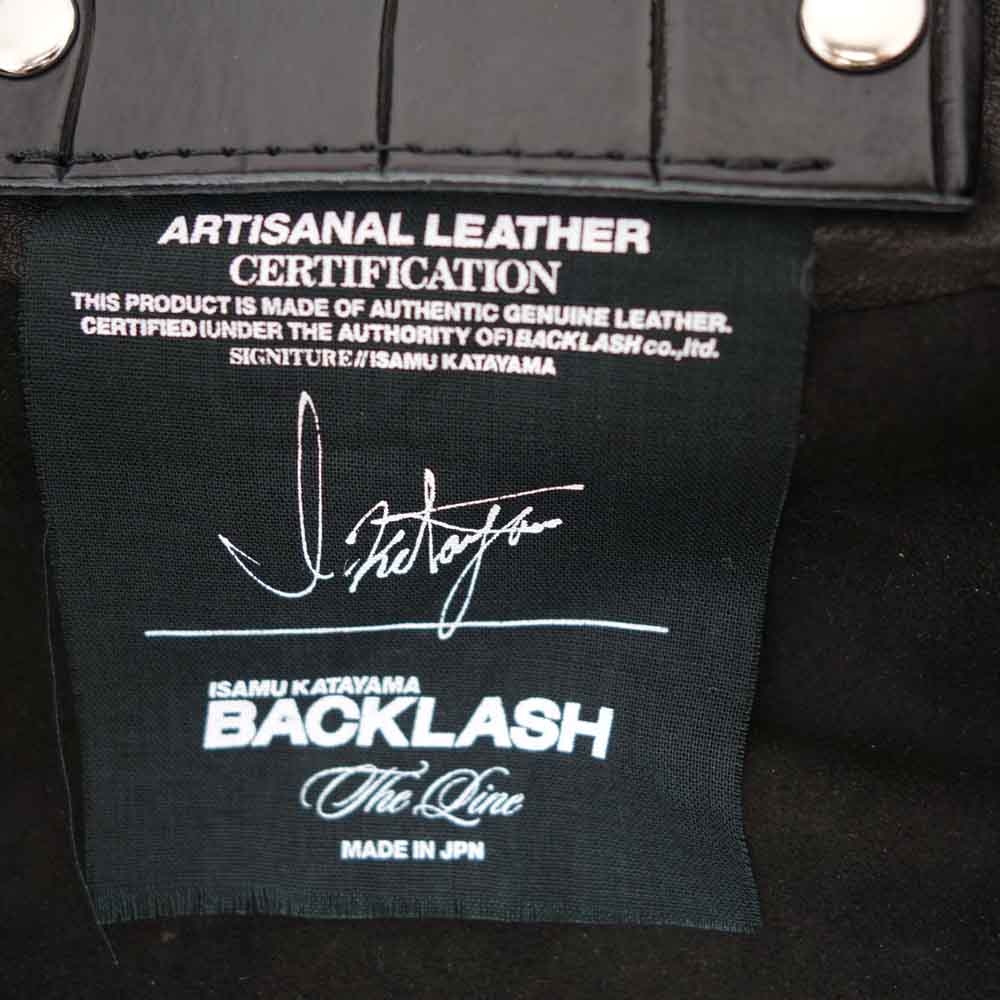 ISAMUKATAYAMA BACKLASH イサムカタヤマバックラッシュ T-005 the line Cow Leather Kangaroo Silver 925 ザ ライン イタリアンカーフ 下地製品染め ダブル ライダース ジャケット ブラック系 XXL【中古】