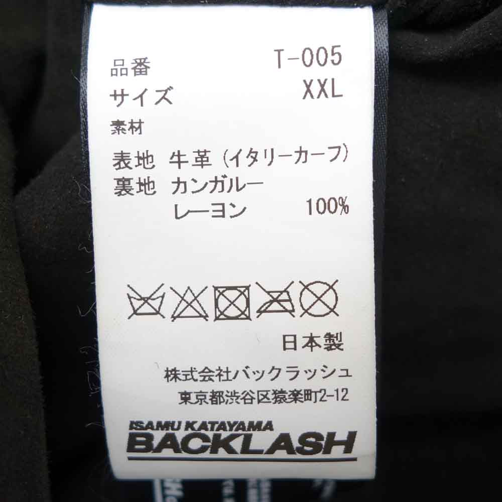 ISAMUKATAYAMA BACKLASH イサムカタヤマバックラッシュ T-005 the line Cow Leather Kangaroo Silver 925 ザ ライン イタリアンカーフ 下地製品染め ダブル ライダース ジャケット ブラック系 XXL【中古】