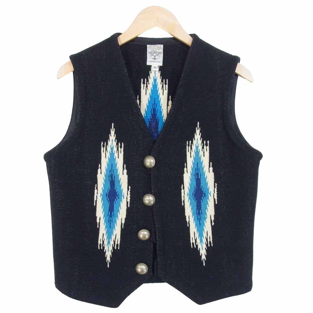ORTEGA オルテガ CHIMAYO VEST チマヨ コンチョボタン ベスト ウール ボタン ブラック系 36【中古】