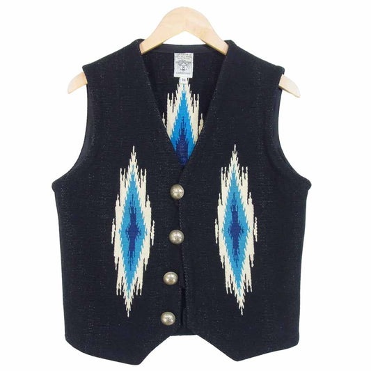 ORTEGA オルテガ CHIMAYO VEST チマヨ コンチョボタン ベスト ウール ボタン ブラック系 36【中古】