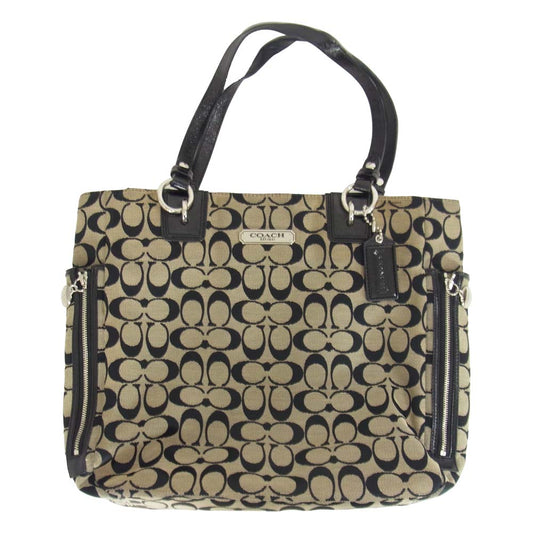 COACH コーチ E1261-F19388 Signature Tote シグネチャー トート バッグ ブラック系【中古】